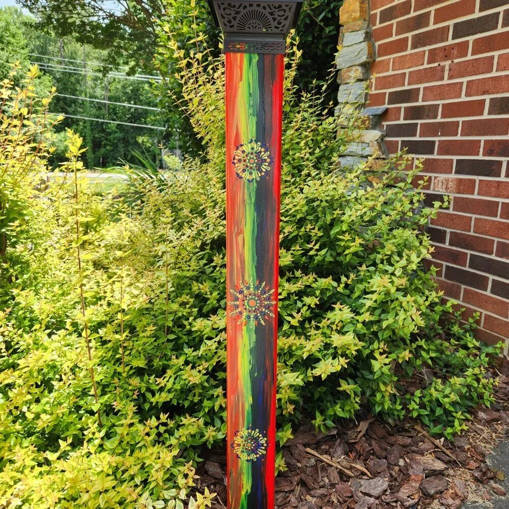 Garden Peace Pole Hand Painted Solar Light and Wire Stand Customized Yard Art
